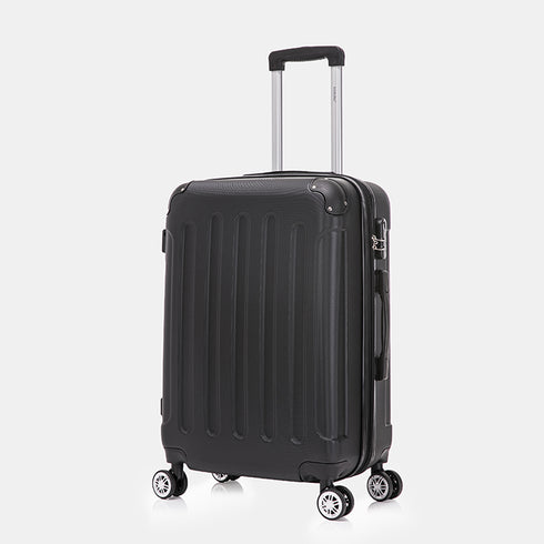 RAYKONG Mala de Viagem Média ABS 66x43x25cm | 71L | 24 Polegadas | até 23kg semirrígida - Preto