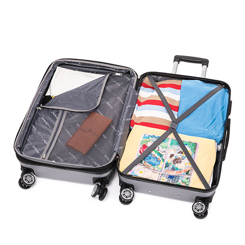 RAYKONG Mala Média ABS 66x43x25cm | 71L | 24 polegadas | até 23kg semirrígida - Prata