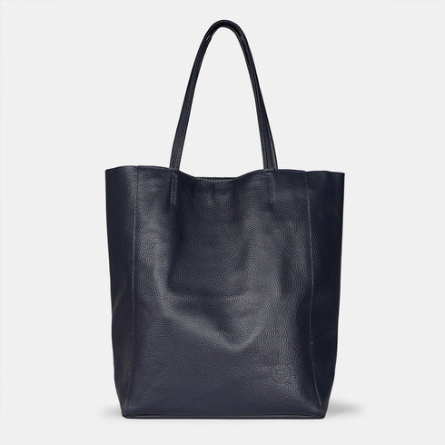 Bolso shopper para mujer de piel para personalizar azul marino Amy