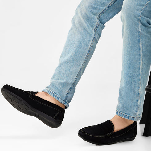 Mocasines de piel ante para hombre Luigi azul marino