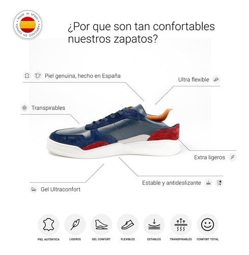 Zapatilla deportiva de hombre con cordones azul Zaid