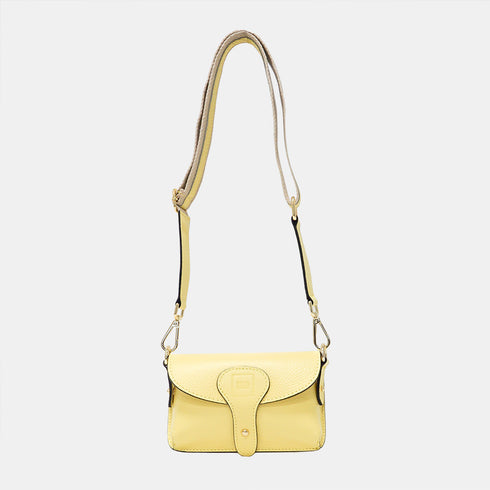 Bolsa tiracolo porta-telemóvel de pele Pili amarelo limão