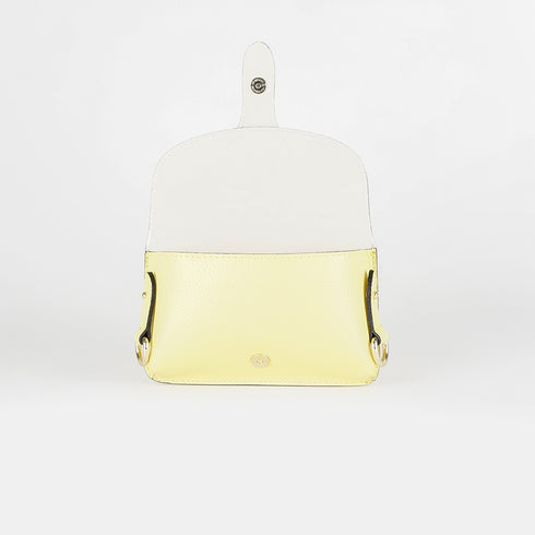 Bolsa tiracolo porta-telemóvel de pele Pili amarelo limão