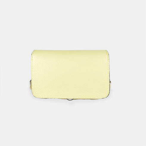 Bolsa tiracolo porta-telemóvel de pele Pili amarelo limão
