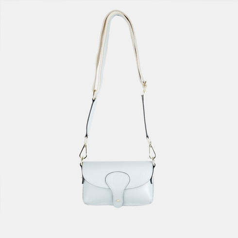Bolsa de tiracolo para telemóvel em pele Pili azul-celeste