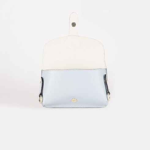 Bolsa de tiracolo para telemóvel em pele Pili azul-celeste