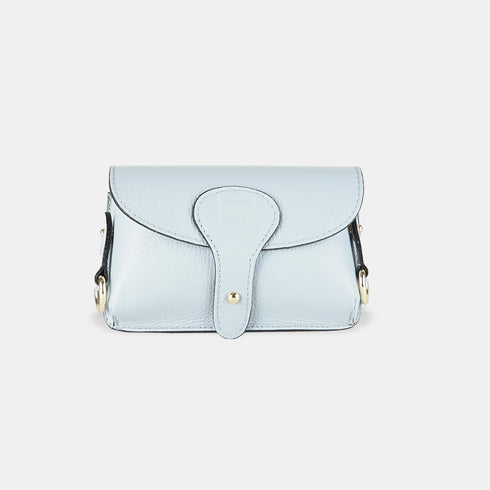 Bolsa de tiracolo para telemóvel em pele Pili azul-celeste