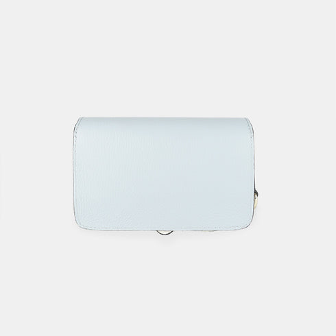 Bolsa de tiracolo para telemóvel em pele Pili azul-celeste