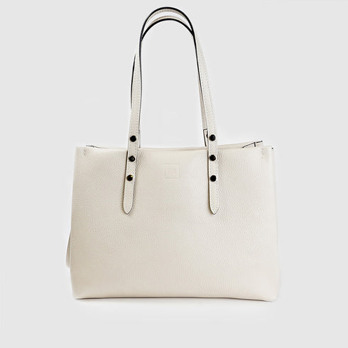 Bolso shopper tote de piel beige Hayley
