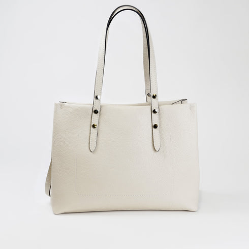 Bolso shopper tote de piel beige Hayley