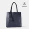Bolso tote de piel liso de mujer azul marino Stella