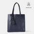 Bolso tote de piel liso de mujer azul marino Stella