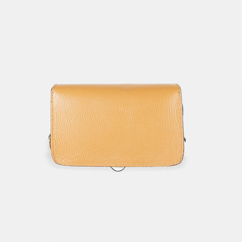 Bolso de bandolera porta móvil de piel Pili Marrón